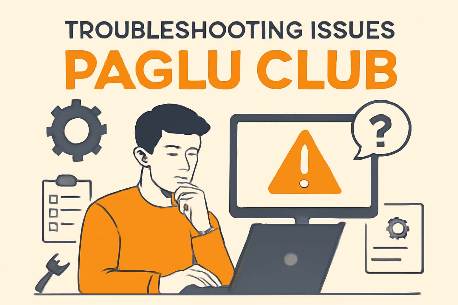 An informational graphic about troubleshooting issues with the Paglu Club app.